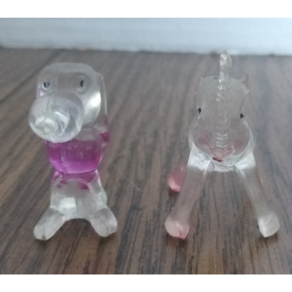 Vintage Plastic Lot of 2 Figurines One Elephant And One Poodle